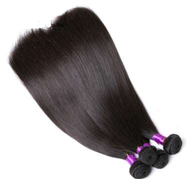 100% human Brazilian straight hair bundles in natural black, smooth and soft texture, 8-30 inch length, 100g per piece, dyeable and heat resistant