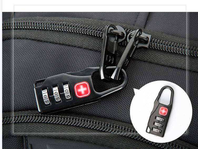 Backpack Usb Men's Backpack Women Outdoor Travel Bag Business Computer Bag with a combination lock on zipper.
