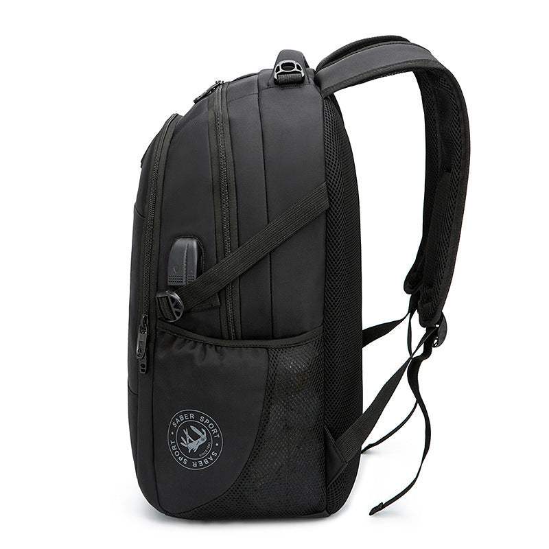 Backpack Usb Men's Backpack Women Outdoor Travel Bag Business Computer Bag in sleek black design.