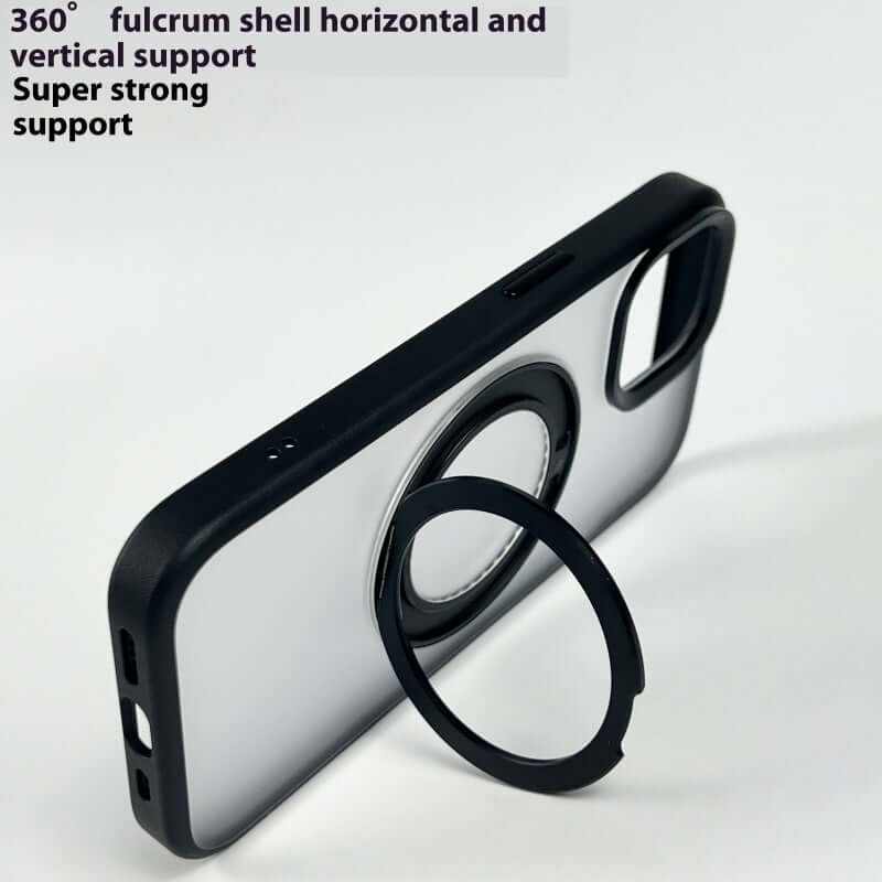 15PRO360 rotating bracket on smartphone case with 360-degree adjustable ring stand for strong horizontal and vertical support