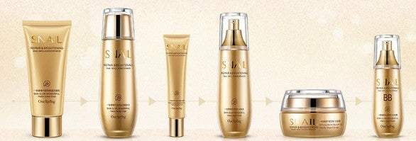 6pcs Moisturizing and Hydrating Care Set with cleanser, toner, lotion, cream, eye cream, and BB cream in gold packaging