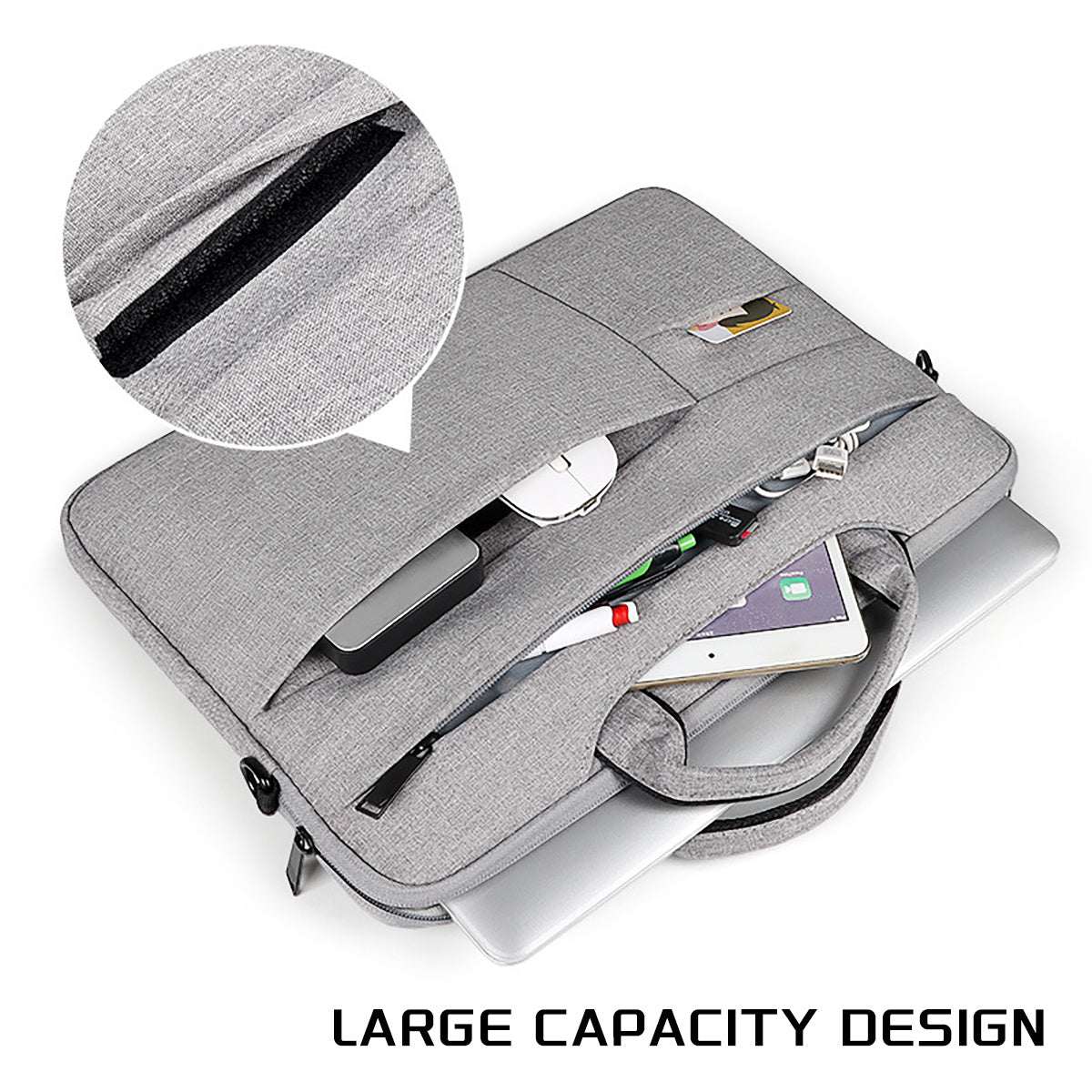 laptop bag with shoulder strap, featuring large capacity design and multiple compartments for organization.