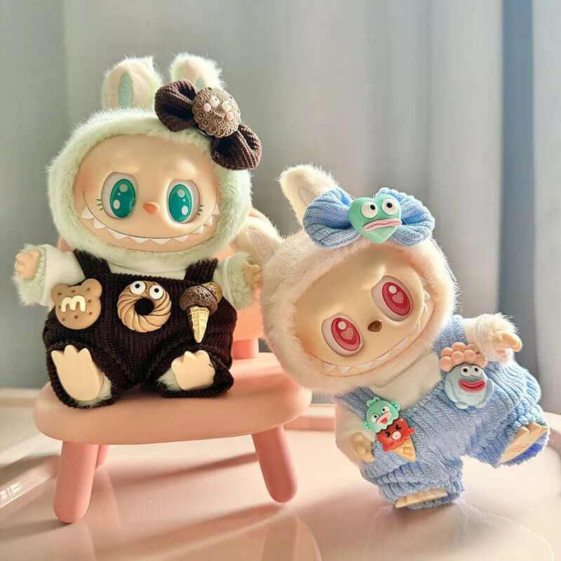 17Cm Labubu Clothes Outfit Plush Doll Clothes Sweet Tube Big Mouth Fish Strap Pants Macaron Cute Clothing DIY Kid Gift