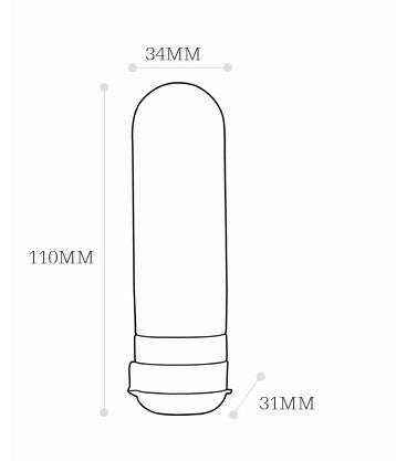 Bottled travel cosmetics silicone storage bottle with 110mm height and 34mm width dimensions diagram