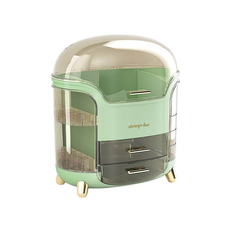 Light fir green premium sense cosmetic storage organizer with drawers and transparent cover