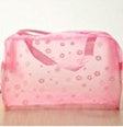 Pink floral transparent waterproof travel cosmetics bag PVC storage pouch