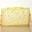 Transparent yellow travel floral waterproof cosmetics storage bag made of PVC