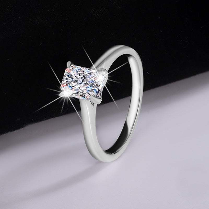 D Color 1 Carat Moissanite Ring with sparkling diamond-cut stone on silver band