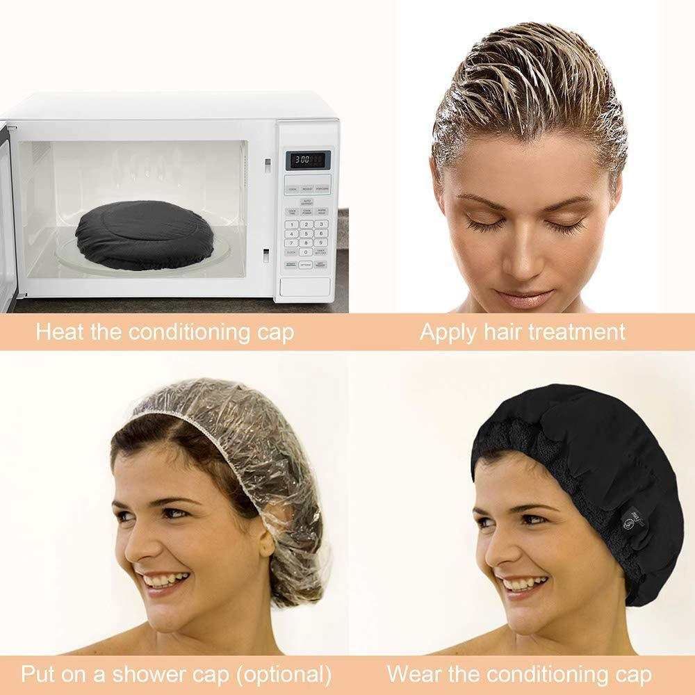 Flaxseed Care Cap black cotton hair mask cap for dry hair treatment and conditioning
