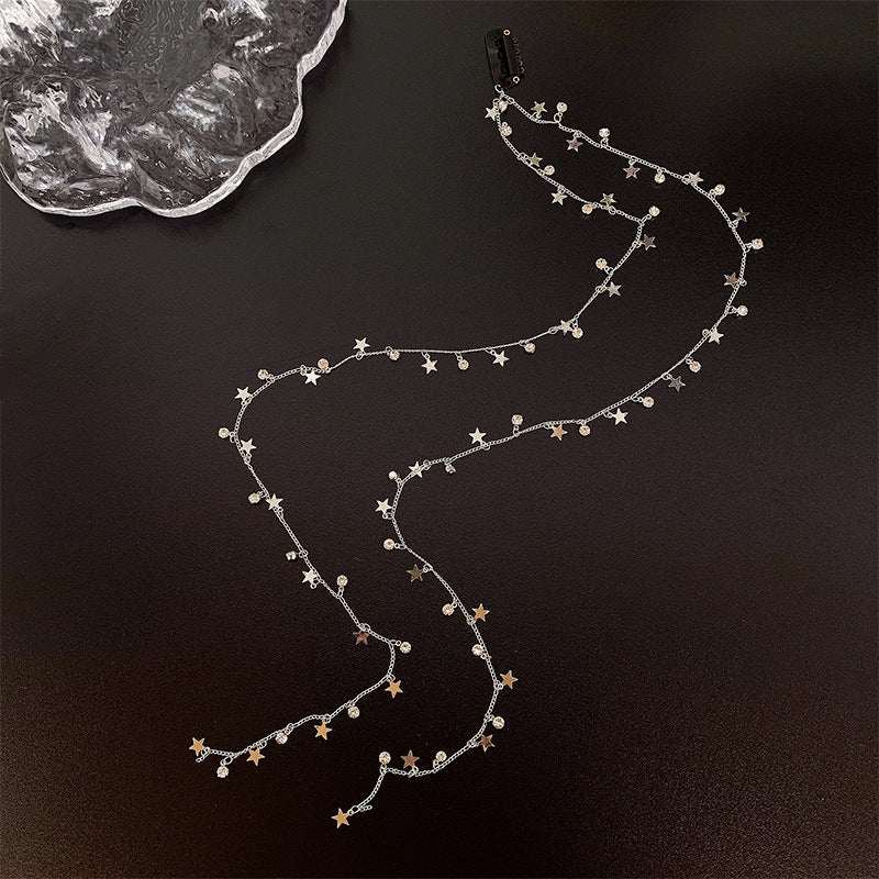 Hair Braid Side Chain premium rhinestone hair clip with star-shaped white crystals and electroplated finish