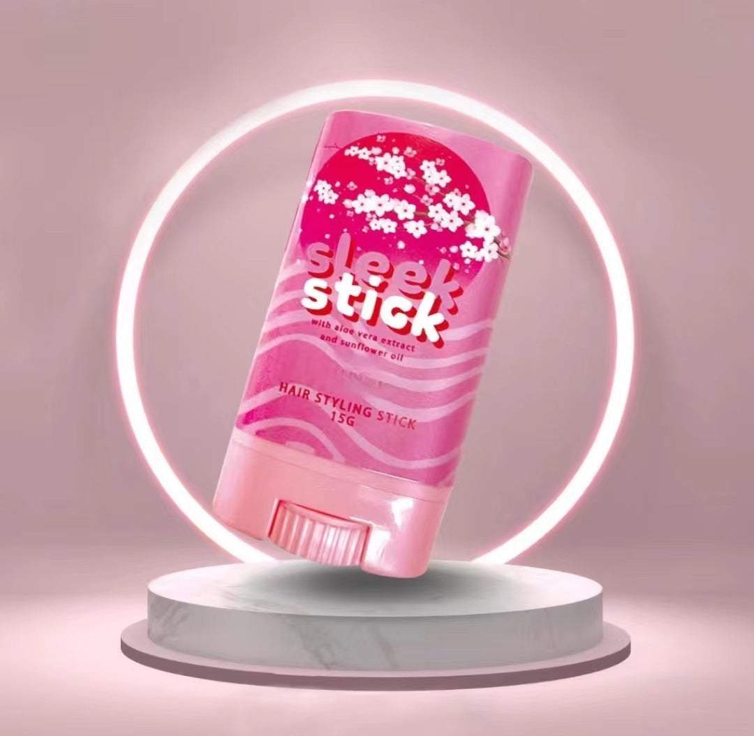 Pink hair wax stick for smooth, frizz-free styling, 15g compact size