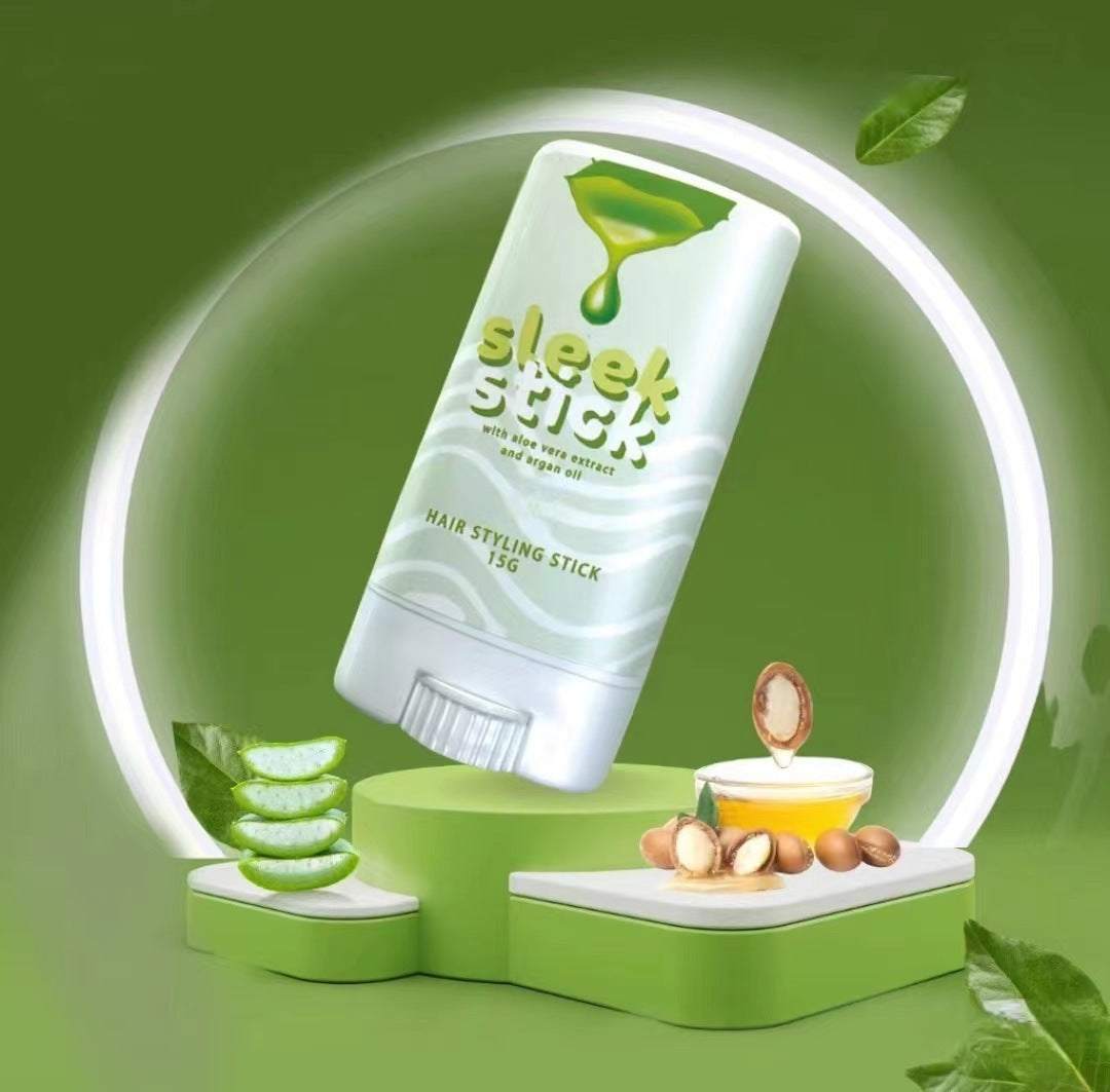 Hair wax stick with aloe vera and argan oil for smooth, frizz-free hair, 15g compact styling product