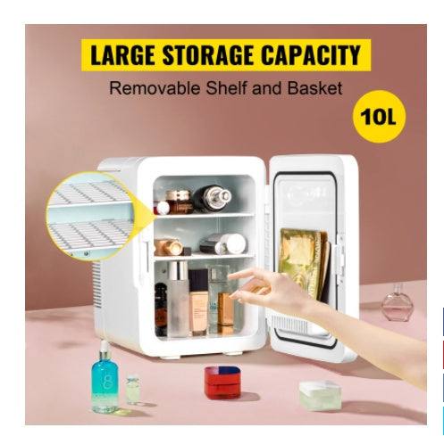 White 10L household refrigerating box with removable shelf and basket for cosmetics and beverages