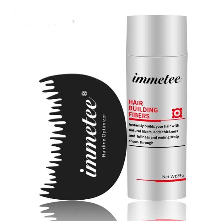 immetee plant hair additive powder with natural fibers for thicker hair and scalp coverage, 25g container with comb