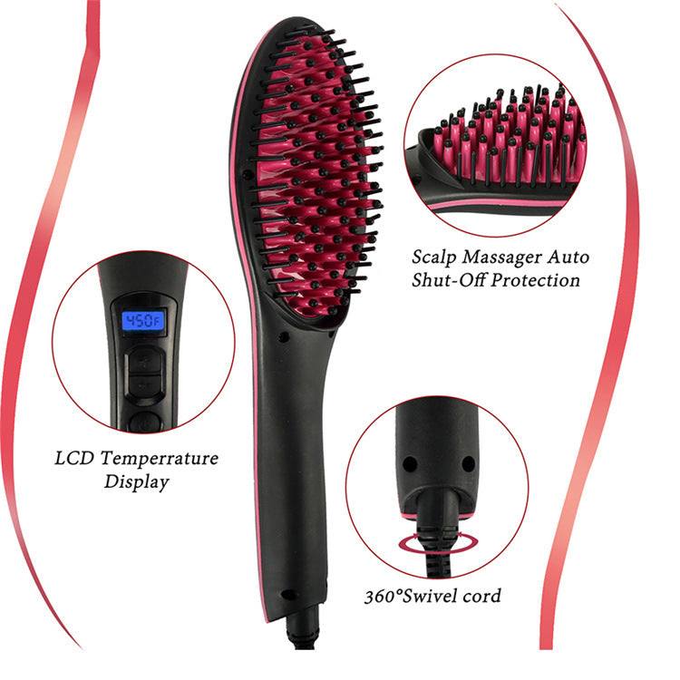 Imply Straight Electric Hair Comb with LCD display, scalp massager, and 360Β° swivel cord