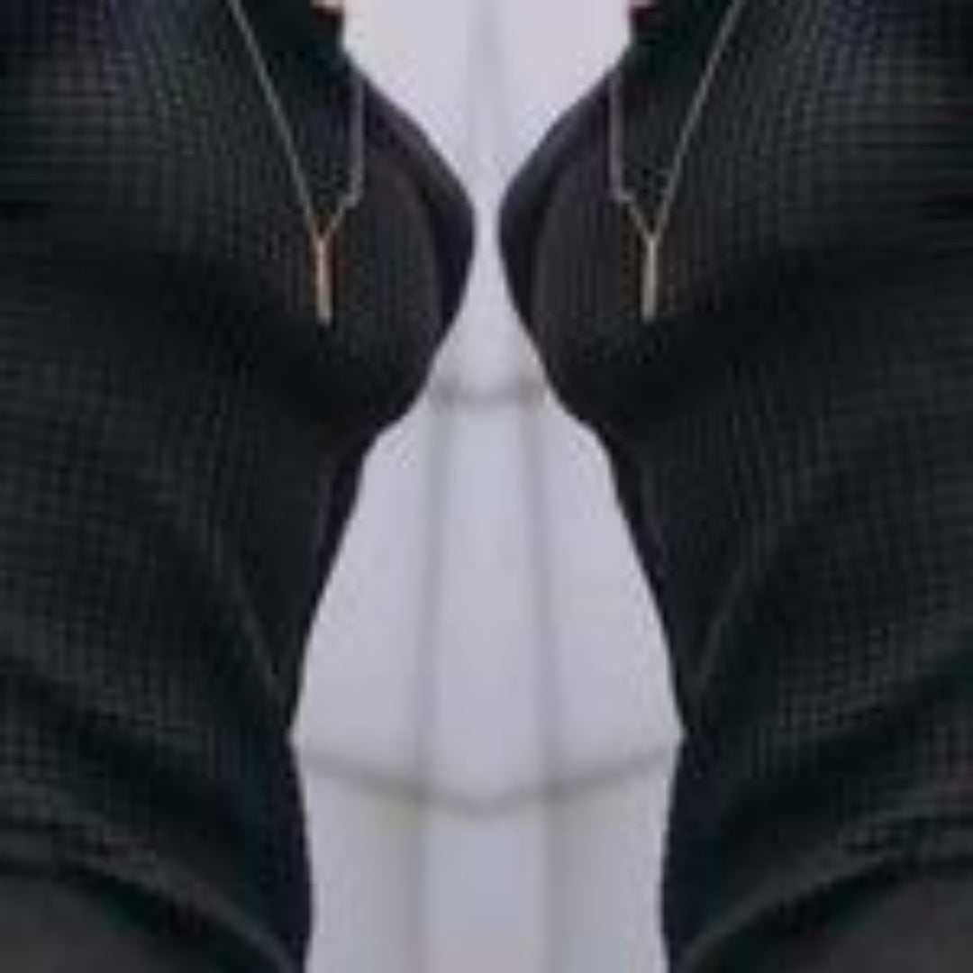 men's black jacquard round neck hoodie with zipper detail