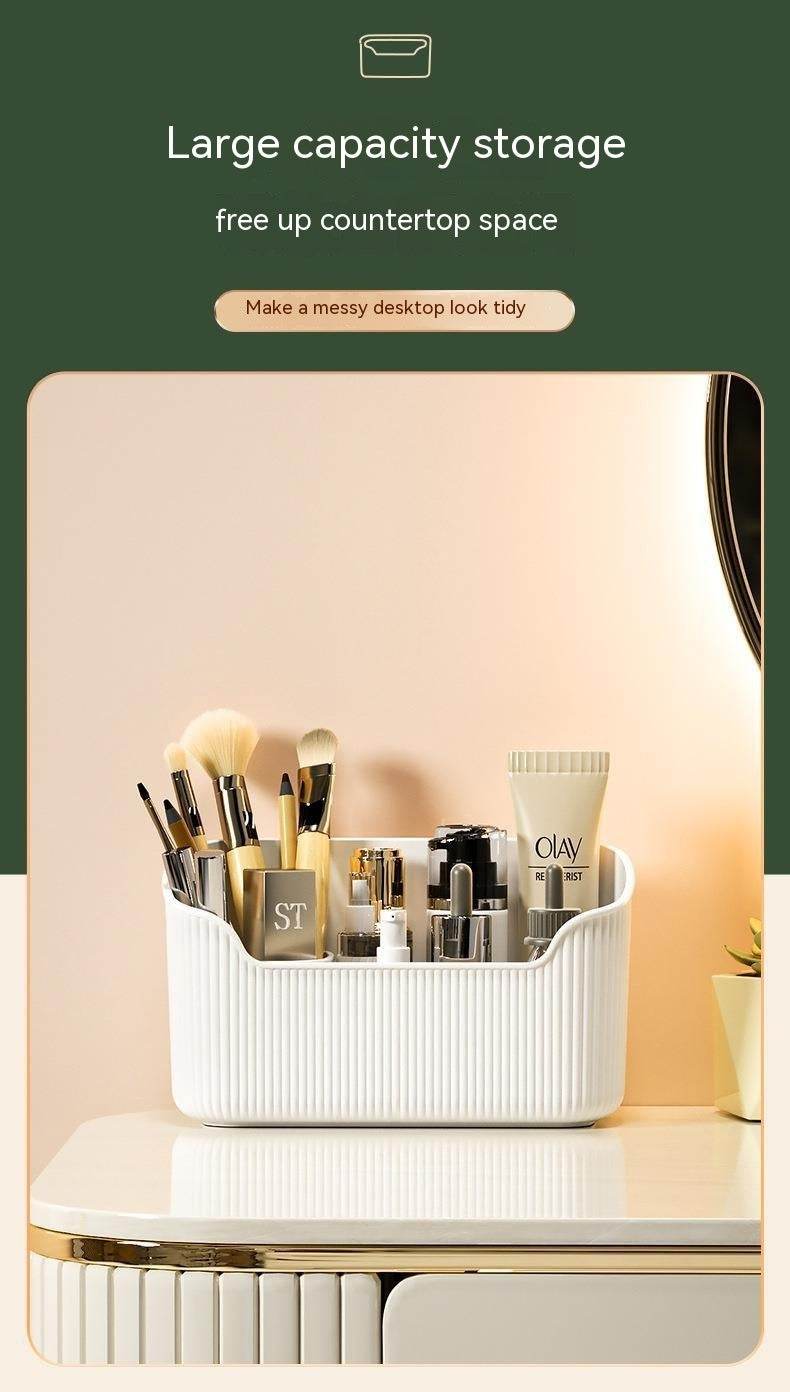 Waterproof and spacious white makeup storage box organizing cosmetics and brushes