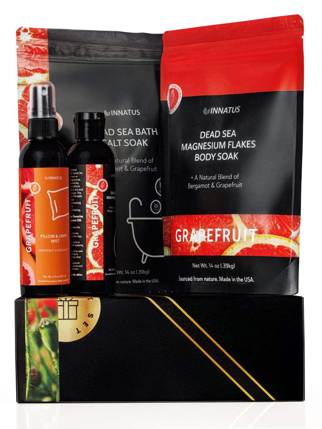 Lavender Luxury Dead Sea Relaxation Gift Set featuring bath soak and magnesium flakes for ultimate self-care and relaxation.