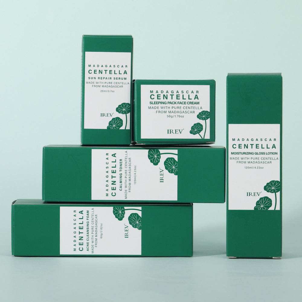 Snow Grass Skincare Set green and white boxed facial care products with centella extract