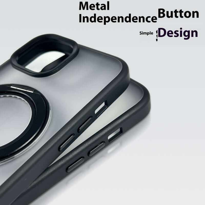 15PRO360 rotating bracket phone case with metal ring and button design