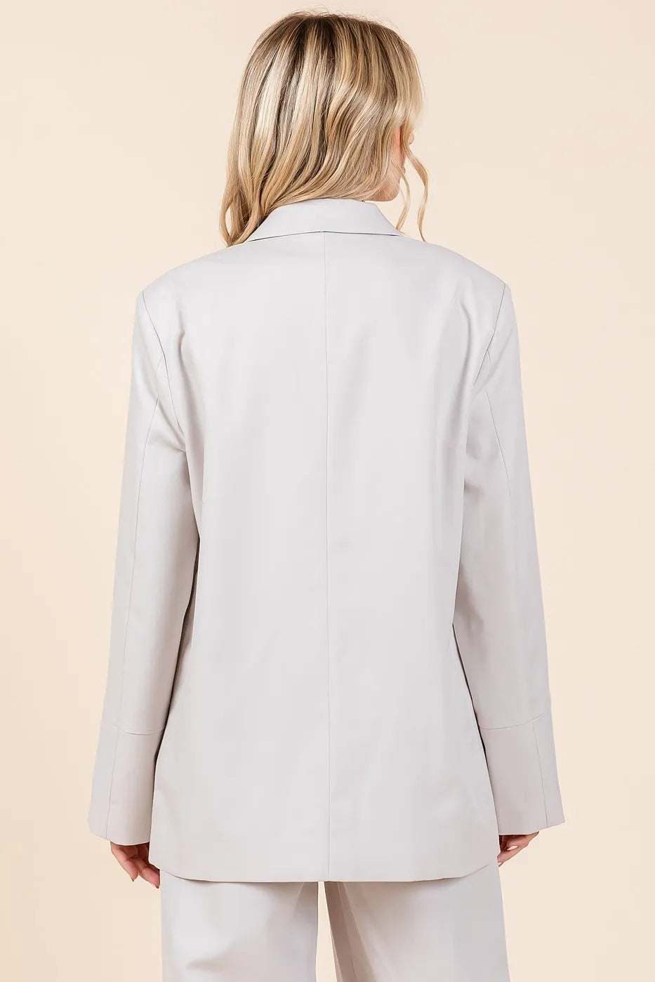 Back view of Mittoshop Boyfriend Fit Blazer Jacket, showcasing its relaxed and stylish oversized design.