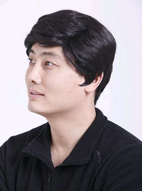 Natural Look Men's real hair wig short natural black hair for all face types