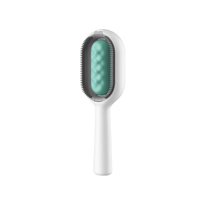 White and green ABS silicone pet hair remover floating hair comb with ergonomic handle