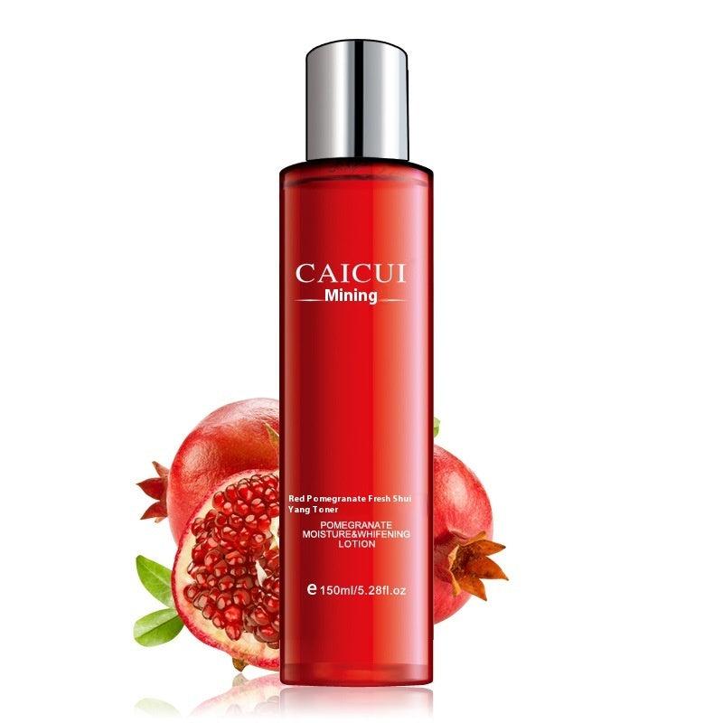 Pomegranate Set moisturizing skincare lotion with pomegranate fruit oil in red bottle