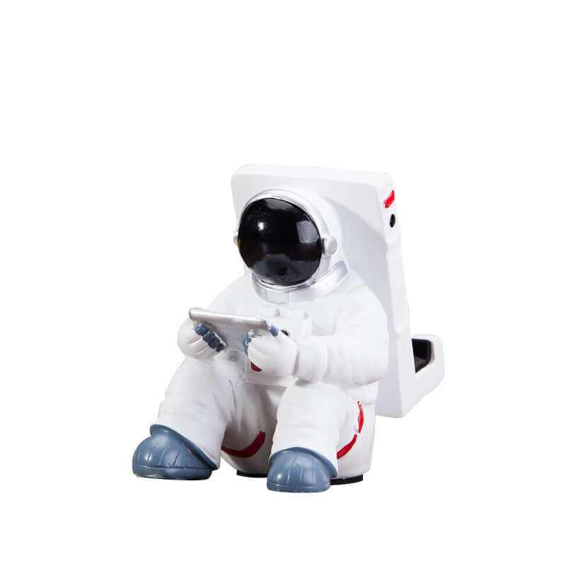 Cute astronaut mobile phone stand holding a tablet, perfect for desktop decoration and creative gifts.