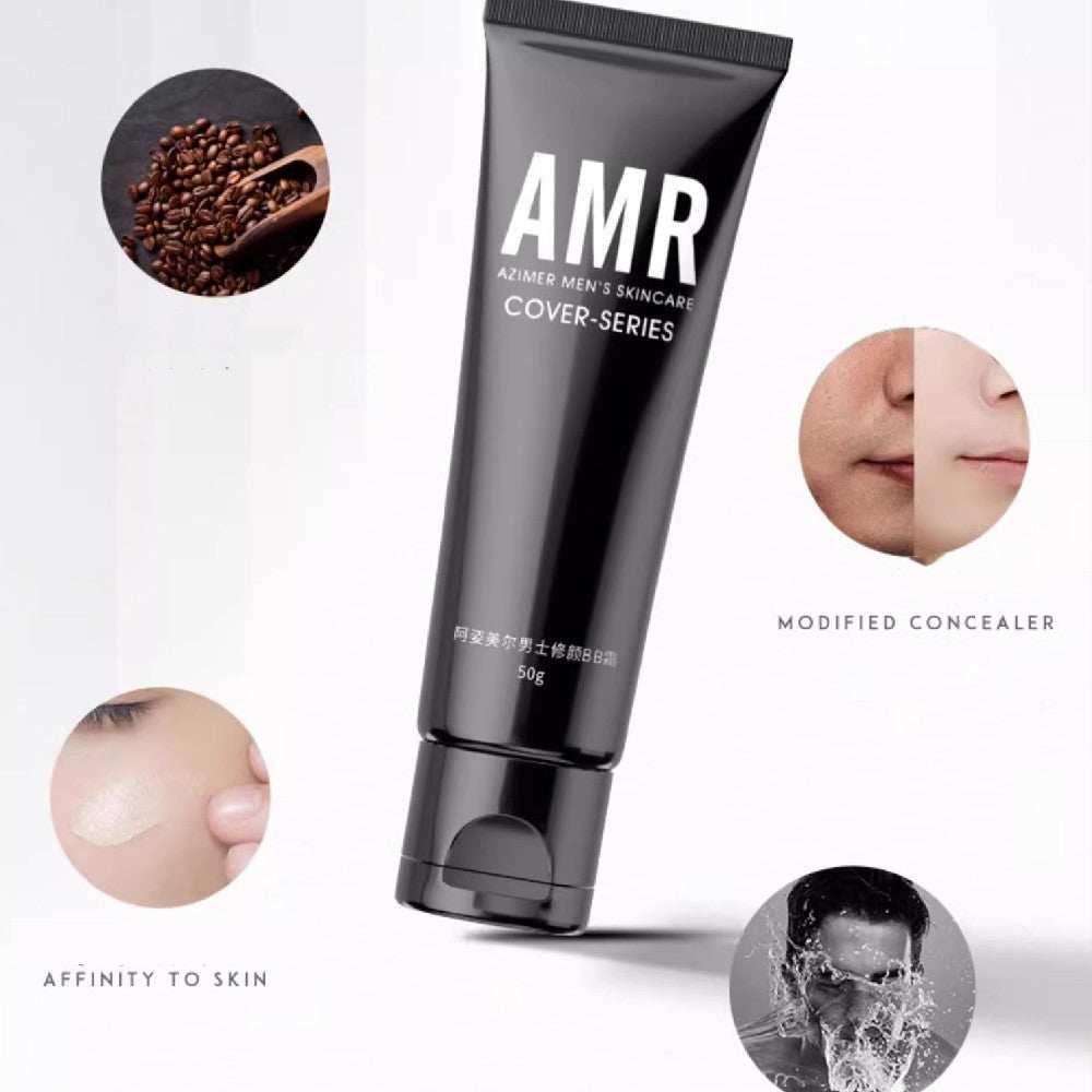 Undetectable Lightweight male foundation cream tube with skin brightening and concealing effects for natural coverage