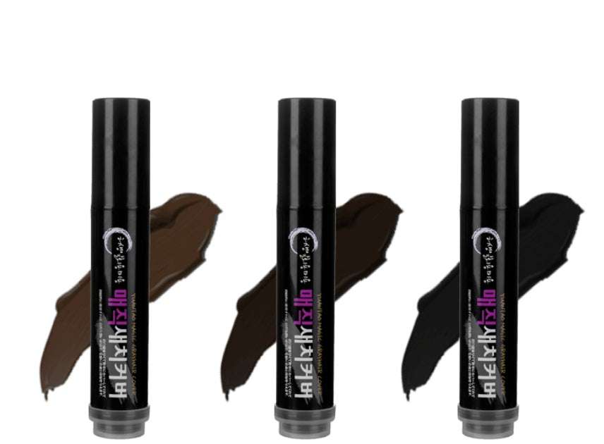 Washable & Easy DIY Hair Color Brush with three temporary hair dye shades in black and brown tones