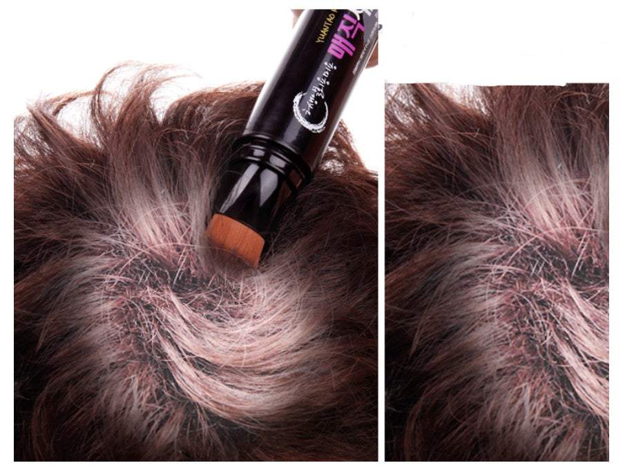 Washable and easy DIY hair color brush applying temporary hair dye to scalp roots