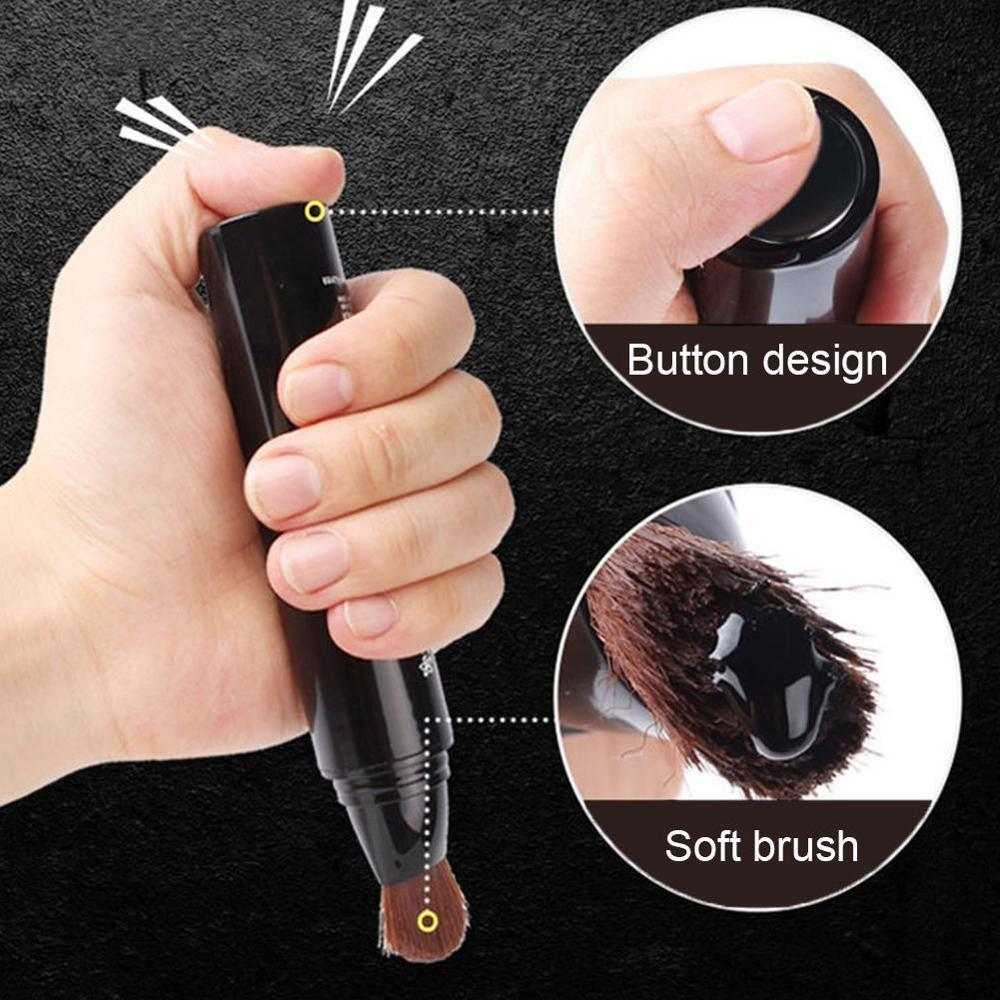 Hand holding washable and easy DIY hair color brush with button design and soft brush tip for temporary hair dye application