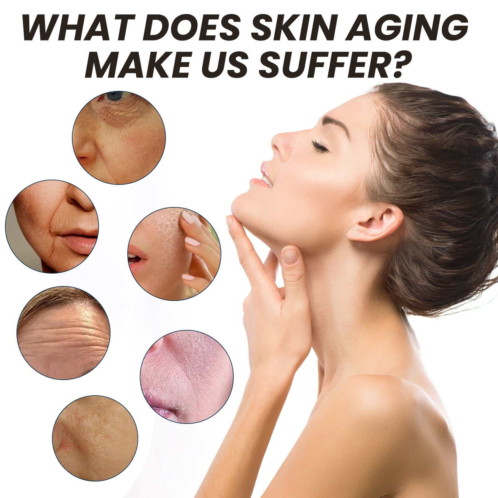 OUHOE Facial anti-wrinkle skincare showing skin aging effects and firming benefits