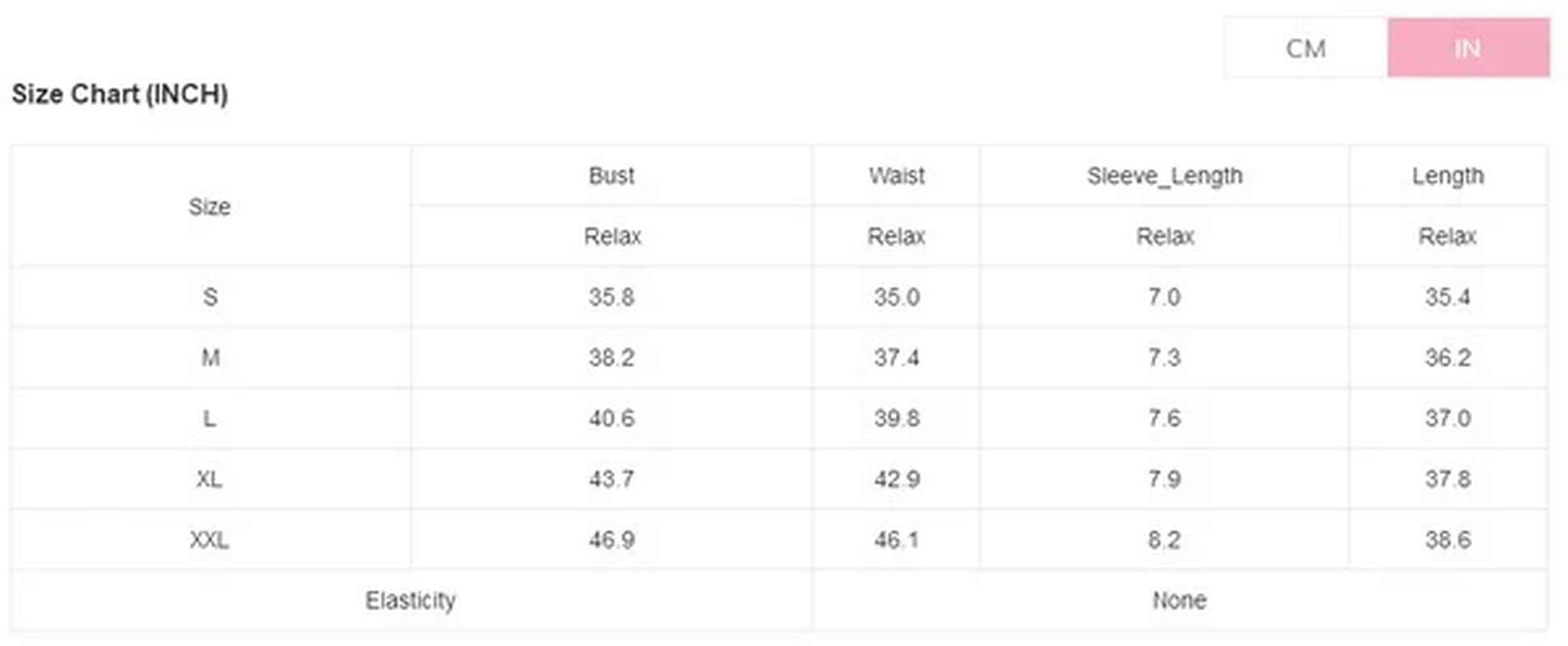 Size chart in inches for women’s floral mini dress including bust, waist, sleeve length, and overall length measurements.