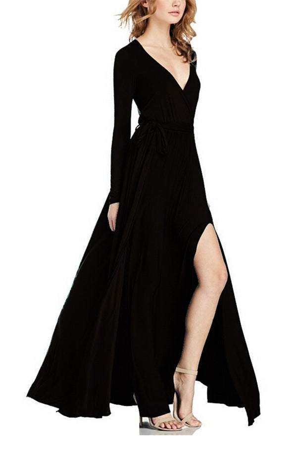 Explosion V-neck long sleeve dress