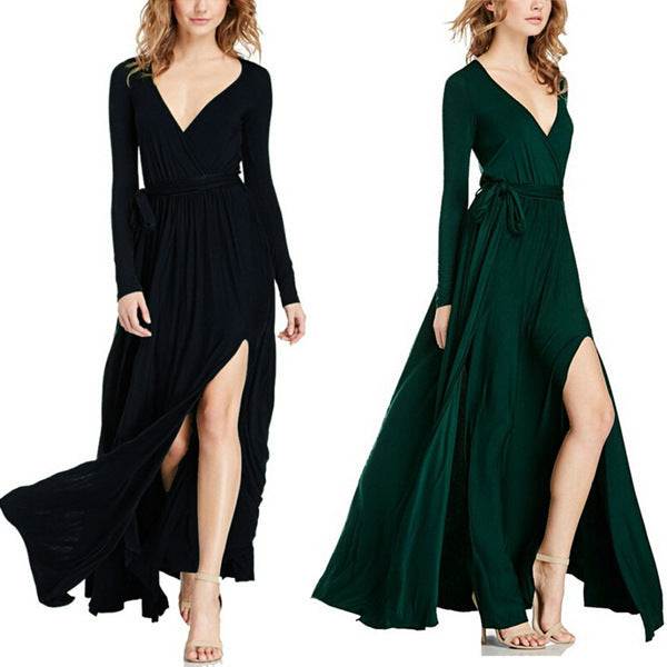 Explosion V-neck long sleeve dress