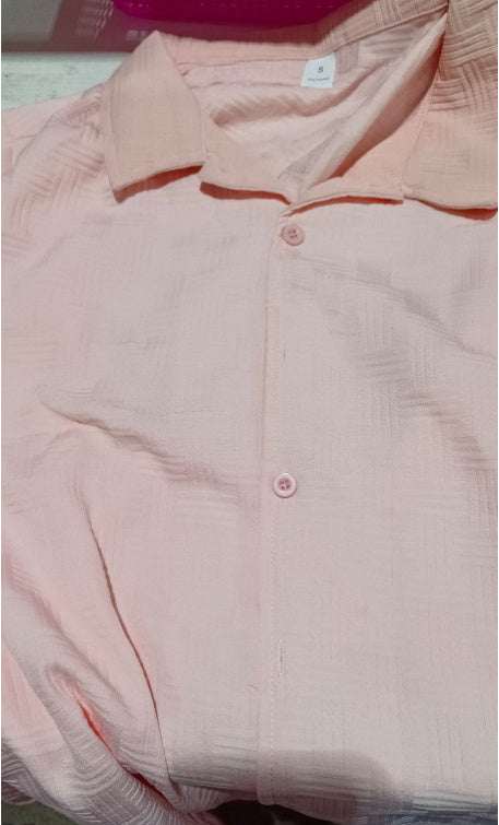 Leisure Breathable Beach Two Piece Suits Mens Summer Casual Short Sleeve Shirt And Shorts Men Outfits Vintage Textured Solid Set