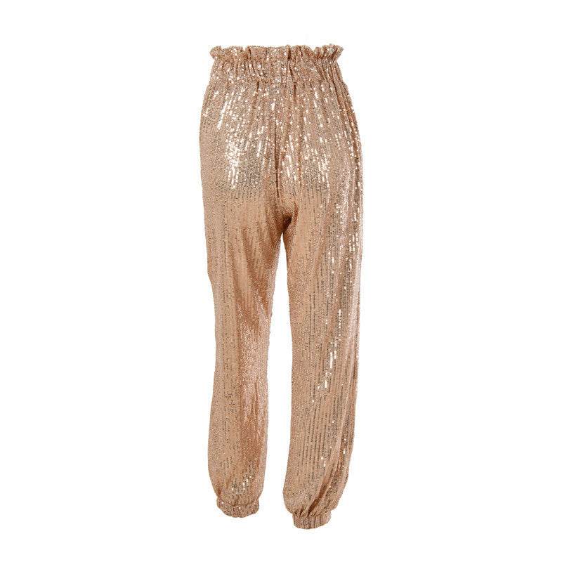 High waist drawstring trousers