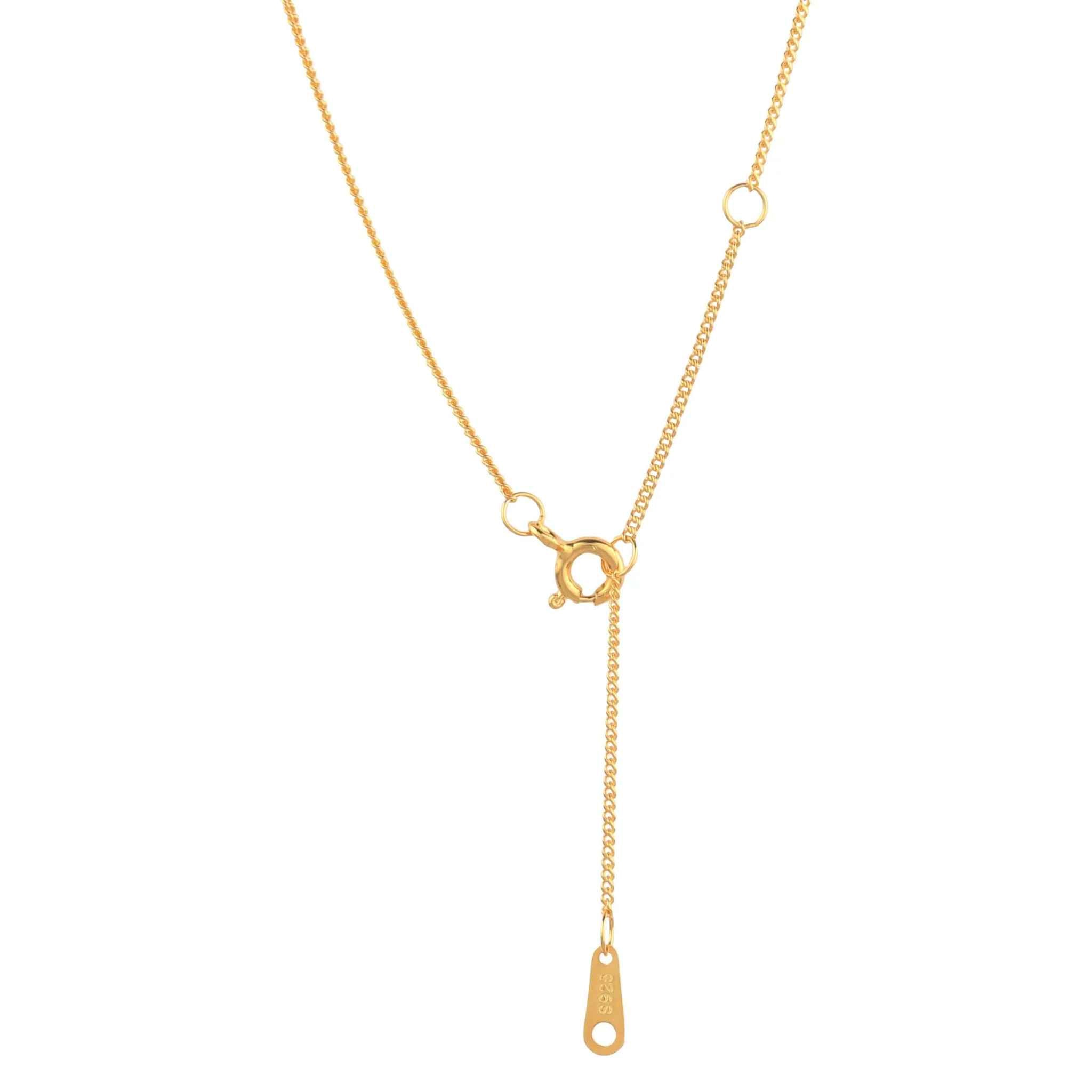 14K gold-plated interlocking pendant necklace with 16-inch chain and spring ring clasp, elegant and stylish.