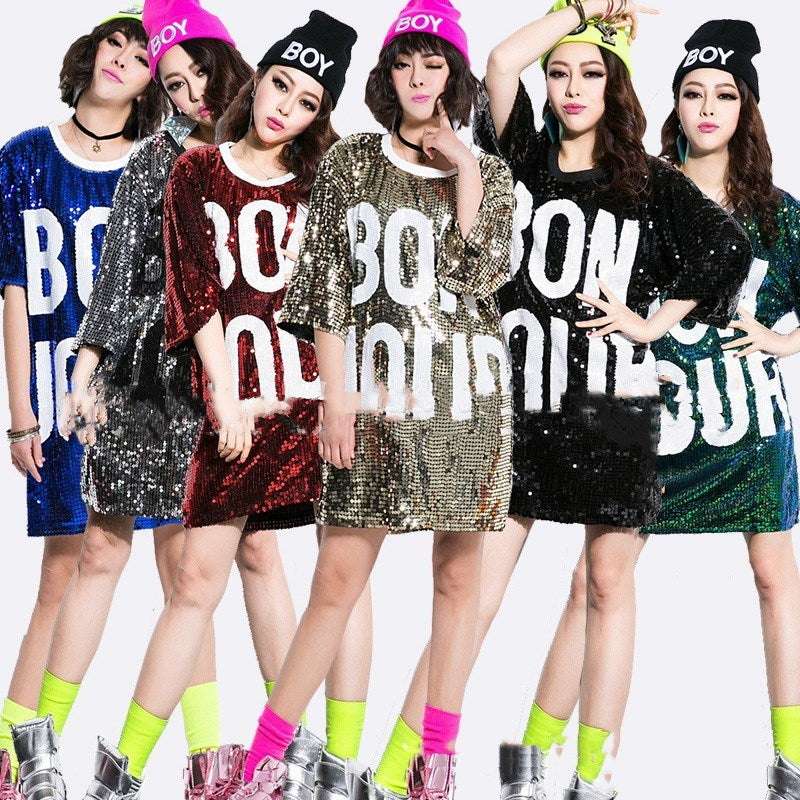 Loose Plus Size Mid-length Jazz Sequin Dress