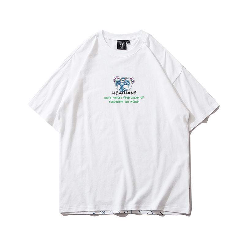 Hip-hop Bear Print High Street Large-size T-shirt Men