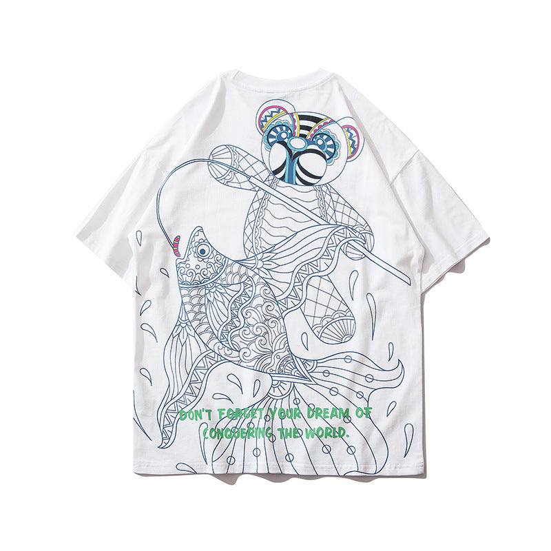 Hip-hop Bear Print High Street Large-size T-shirt Men