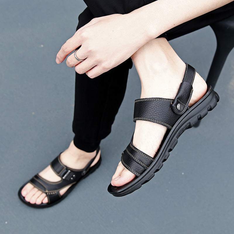 Summer New Style Leather Beach Shoes Rubber Sole Sandals And Slippers
