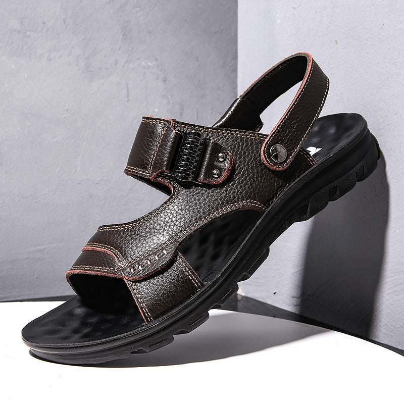 Summer New Style Leather Beach Shoes Rubber Sole Sandals And Slippers