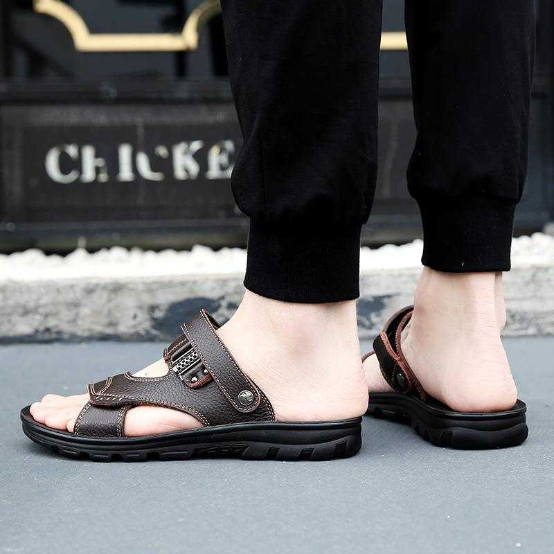 Summer New Style Leather Beach Shoes Rubber Sole Sandals And Slippers