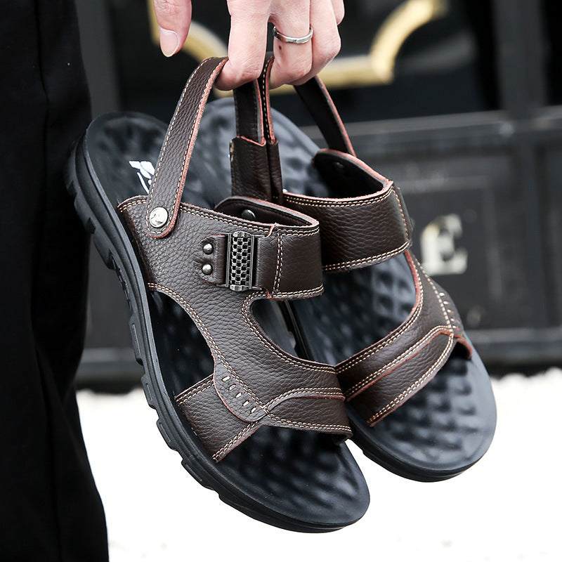 Summer New Style Leather Beach Shoes Rubber Sole Sandals And Slippers