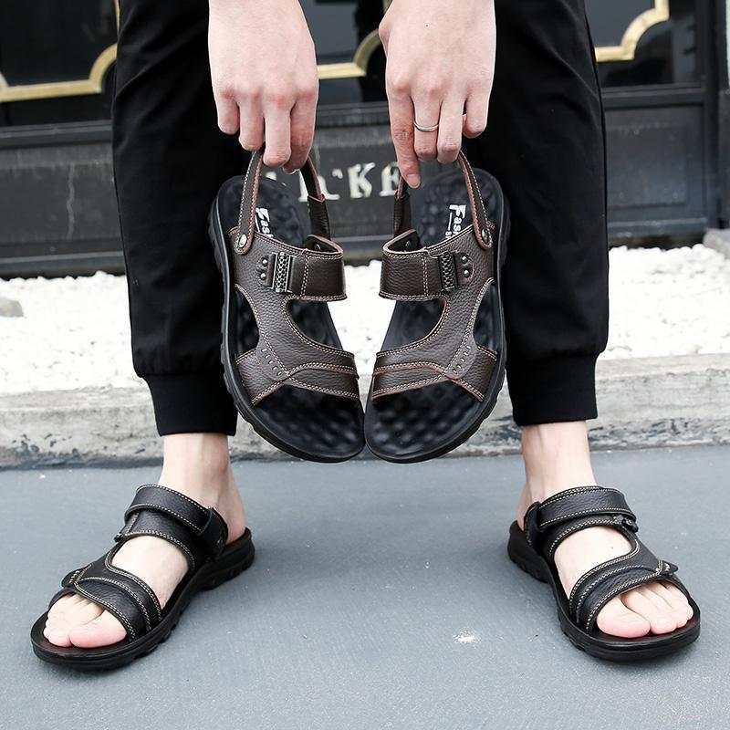 Summer New Style Leather Beach Shoes Rubber Sole Sandals And Slippers