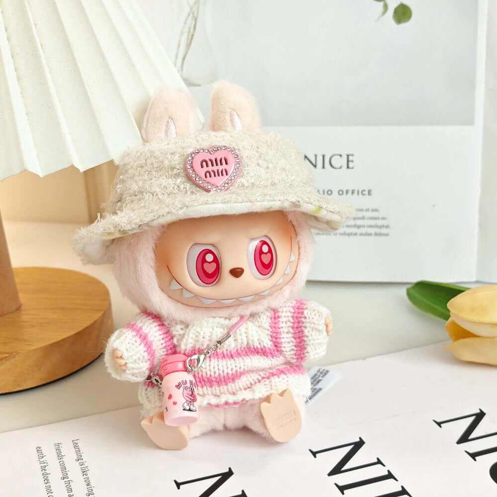 17Cm Labubu Clothes Outfit Plush Doll Clothes Sweet Tube Big Mouth Fish Strap Pants Macaron Cute Clothing DIY Kid Gift