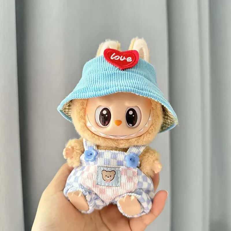 17Cm Labubu Clothes Outfit Plush Doll Clothes Sweet Tube Big Mouth Fish Strap Pants Macaron Cute Clothing DIY Kid Gift